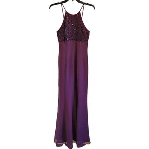 Vintage 90s De Laru By Sheila Yen Purple Sequin Floor Length Dress